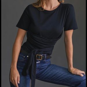 Pilcro and the Letterpress Black Wrap Top